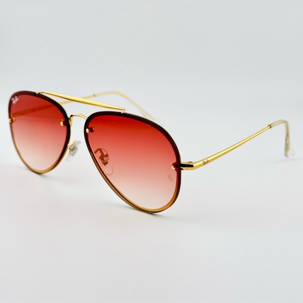 Ray-Ban Blaze Aviator Sunglasses RB3584N Gold Frame Red Gradient Lenses UNISEX - Picture 8 of 16